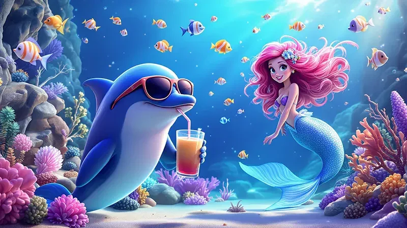 Adegan target ikan dan efek visual dalam permainan arcade bawah laut